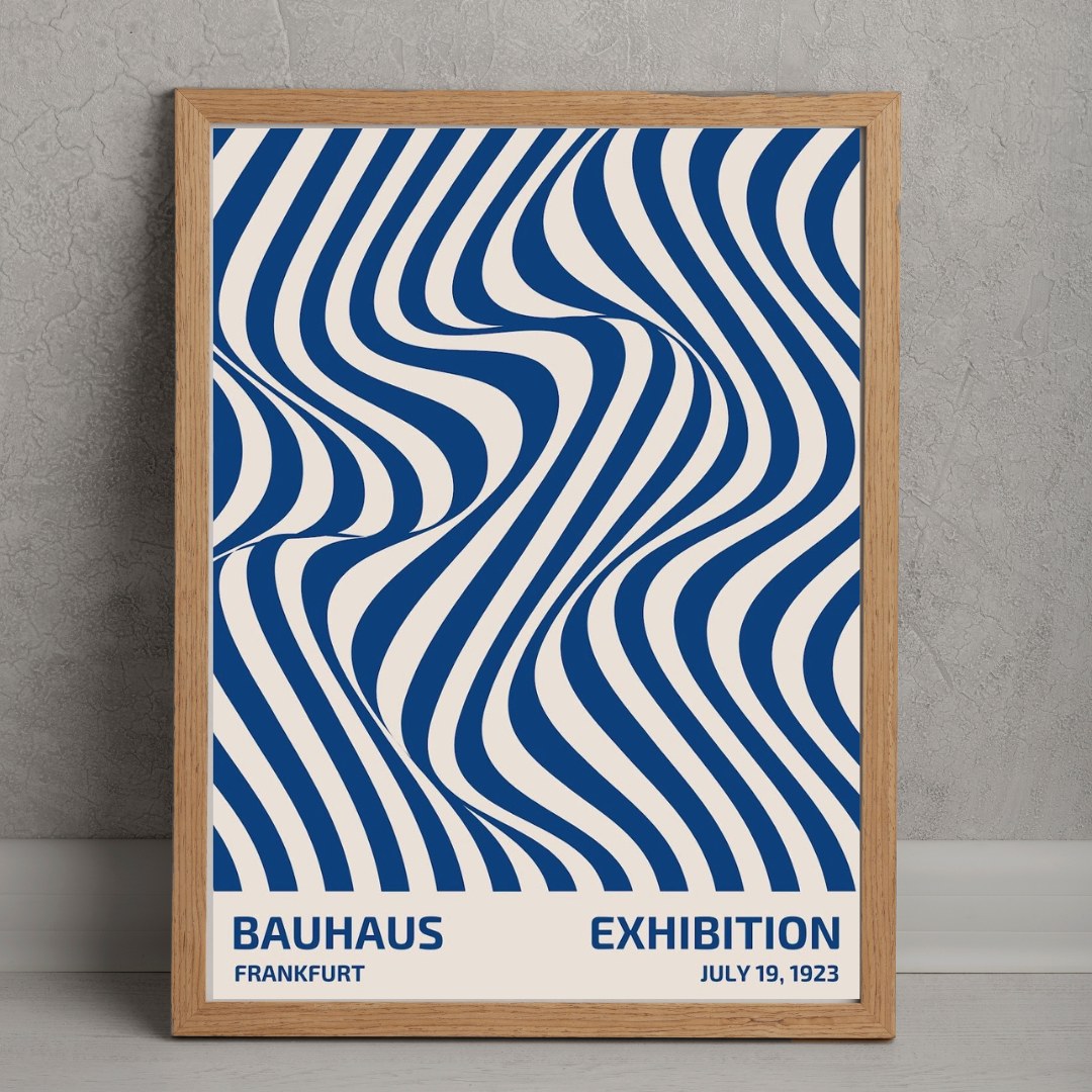 Cuadro Bauhaus Curves blue